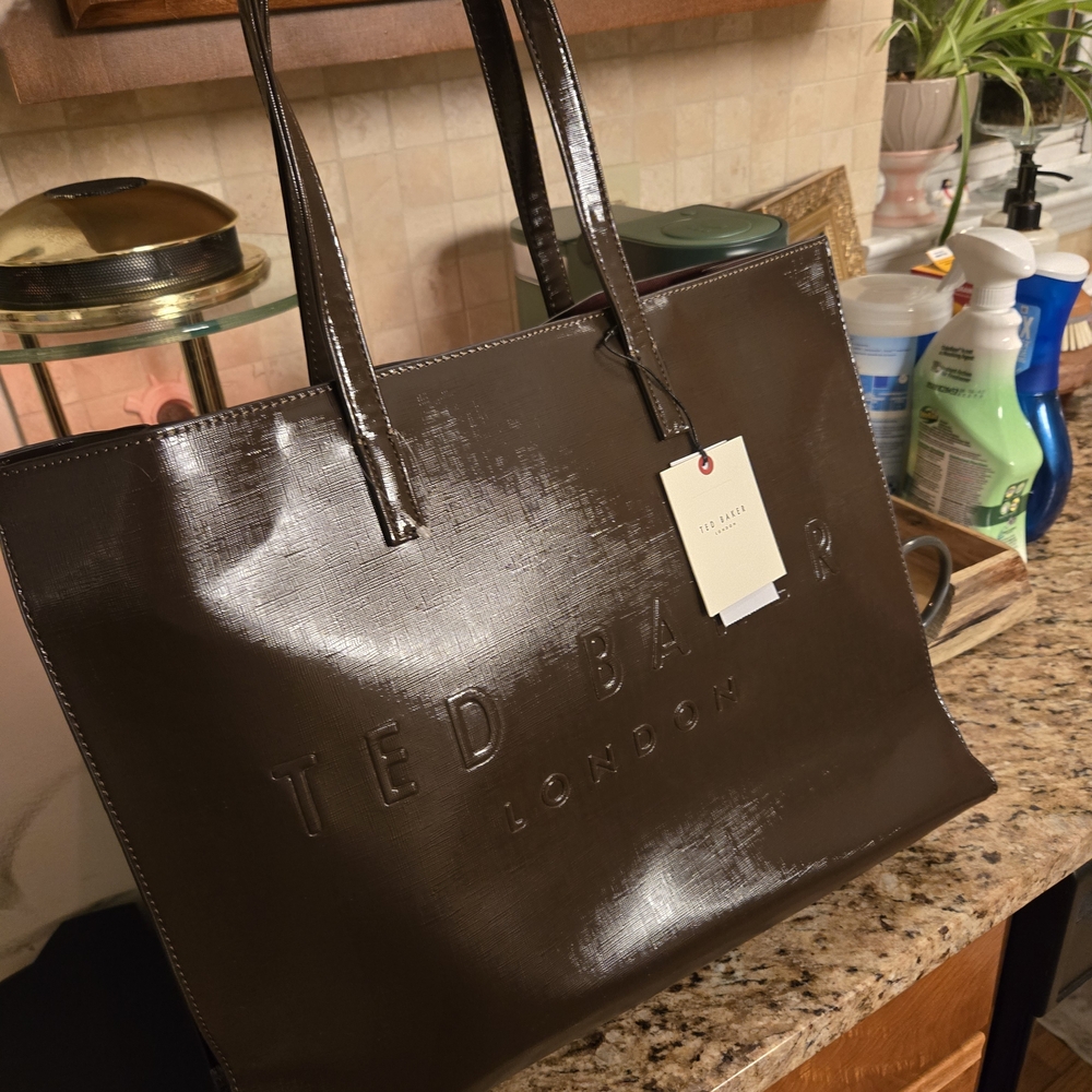 Ted Baker London Sukicon Logo Tote Dark Brown NWT